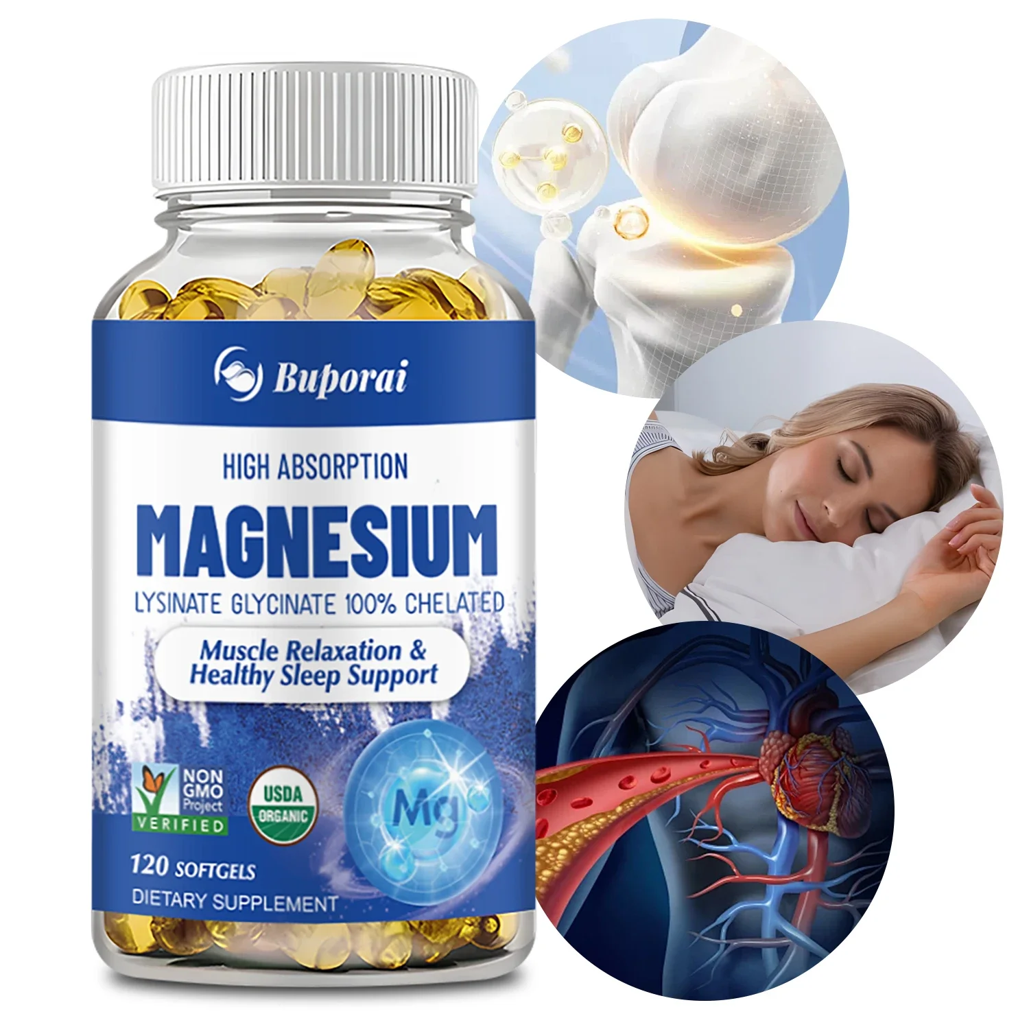 Magnesium - Supports Bone, Muscle and Heart Health, Promotes Sleep Quality and Muscle Relaxation