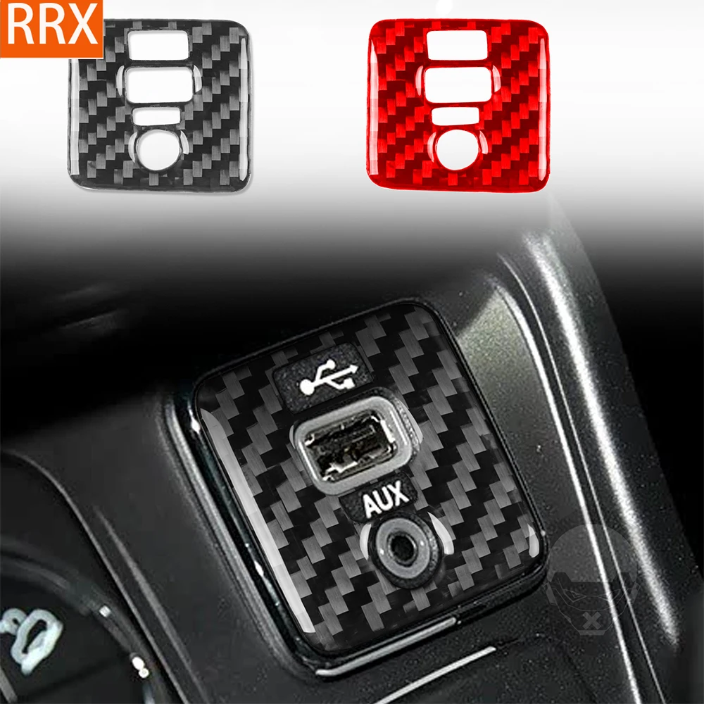 For Jeep Compass 2018-2021 Real Carbon Fiber Sticker Centre USB Interface Panel Trim Cover Car Accessories Interior decorative