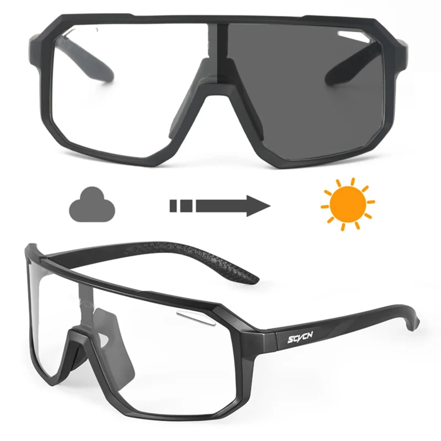 Gafas de sol fotocromáticas para ciclismo para hombre y mujer, lentes deportivas para bicicleta de montaña y carretera, UV400, con funda