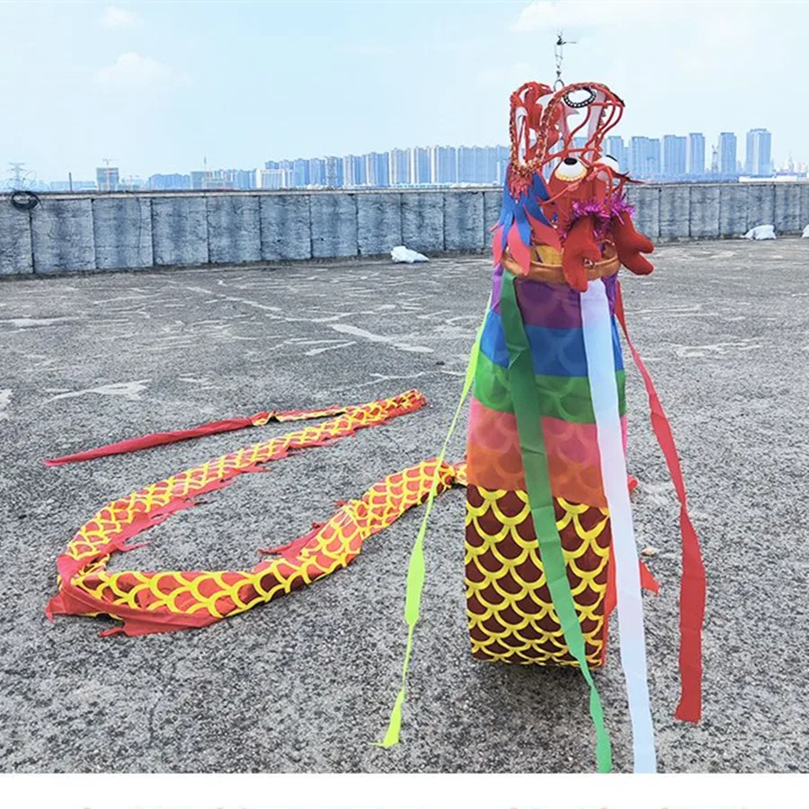 10m Small Scale High Pole Dragon Dance  With Head Flying Dragon Ribbon Festival Christmas Celebration ( Not Include Pole)