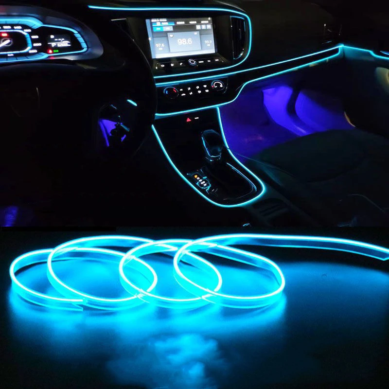 3M Car Interior Accessories Atmosphere Lamp EL Cold Light Line With USB DIY Decorative Dashboard Console Auto LED Ambient Lights