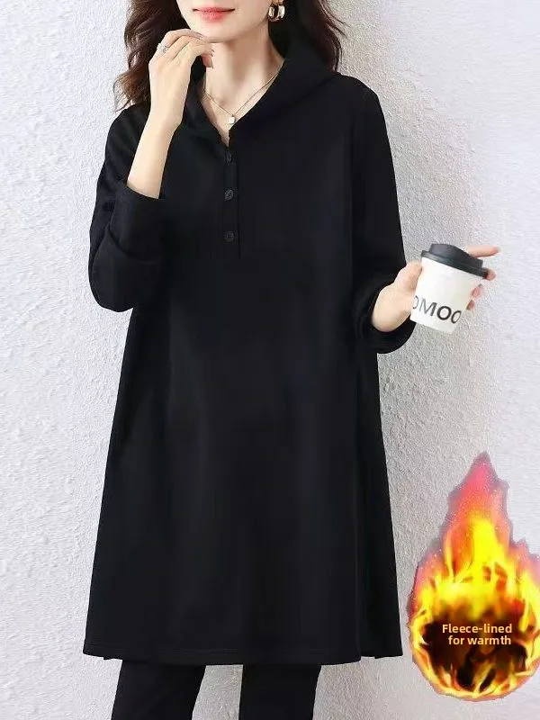 

Свободная длинная толстовка с капюшоном Sve больших размеров, женская осенне-зимняя новинка, повседневная ткань с высокой талией из полиэфирного волокна, ткань Jaet