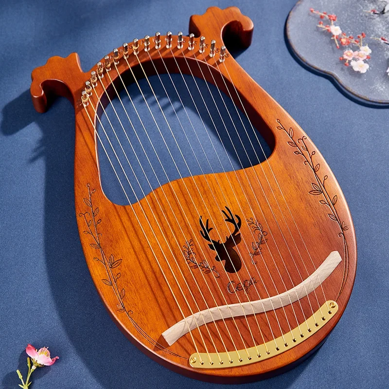 Lyre Harp 10/16/19/21/24 Strings Piano Harp Lyre Harp Mahogany Stringed Musical Instrument With Tuning Wrench Spare Strings