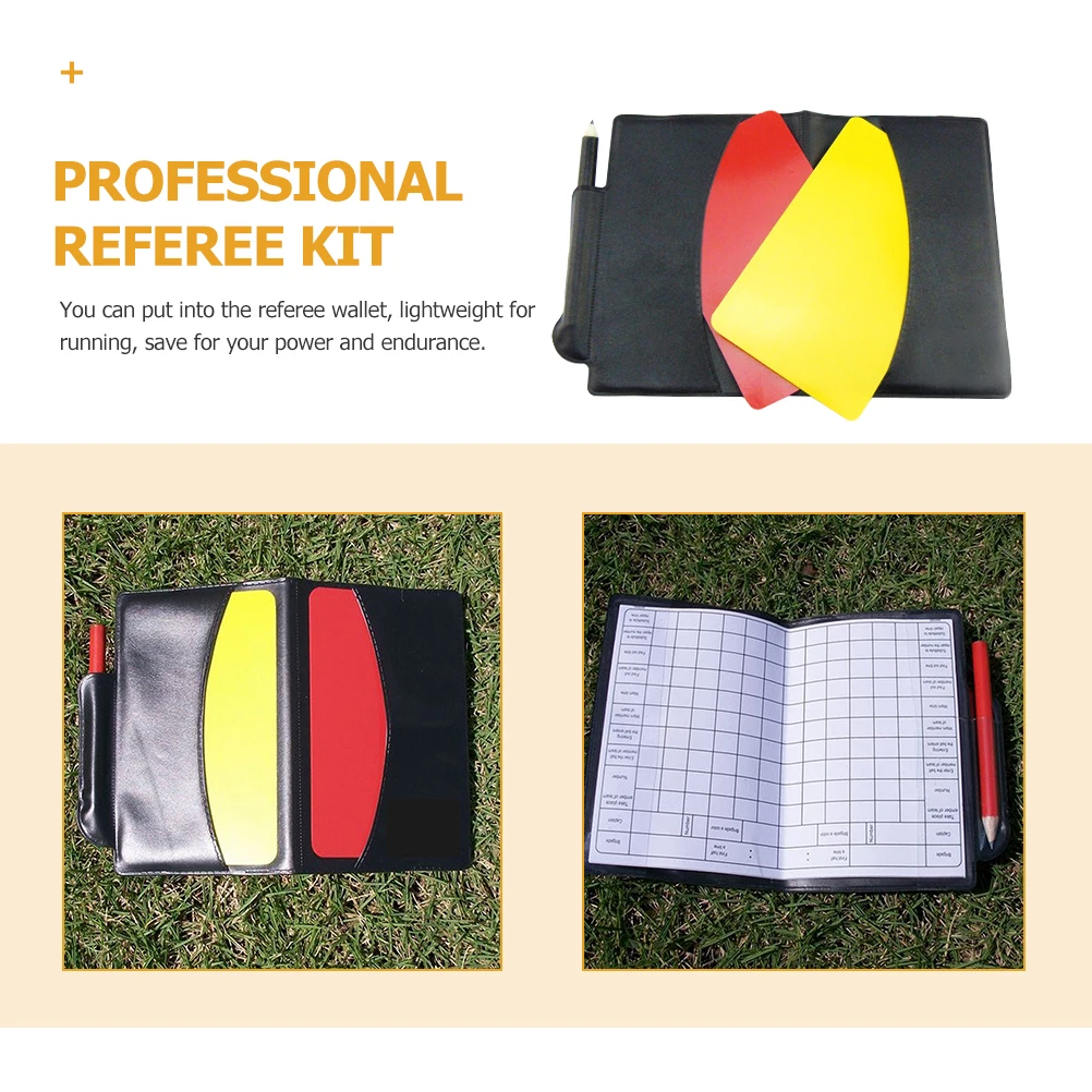 

2 set Red Yellow Card Set Premium Pvc Portable Referee Wallet Multi-Function Soccer Cards Standard Match Supply Referee Kit