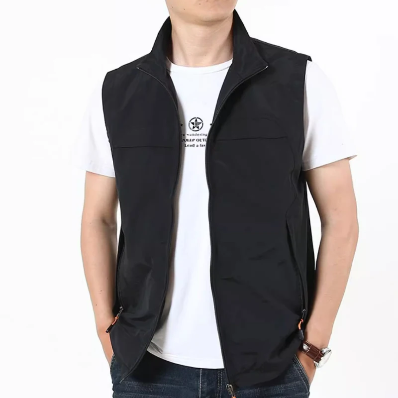 Spring men's and women's foreign trade windproof, water repellent, velvet warm, high-end stand up collar soft shell vest trend