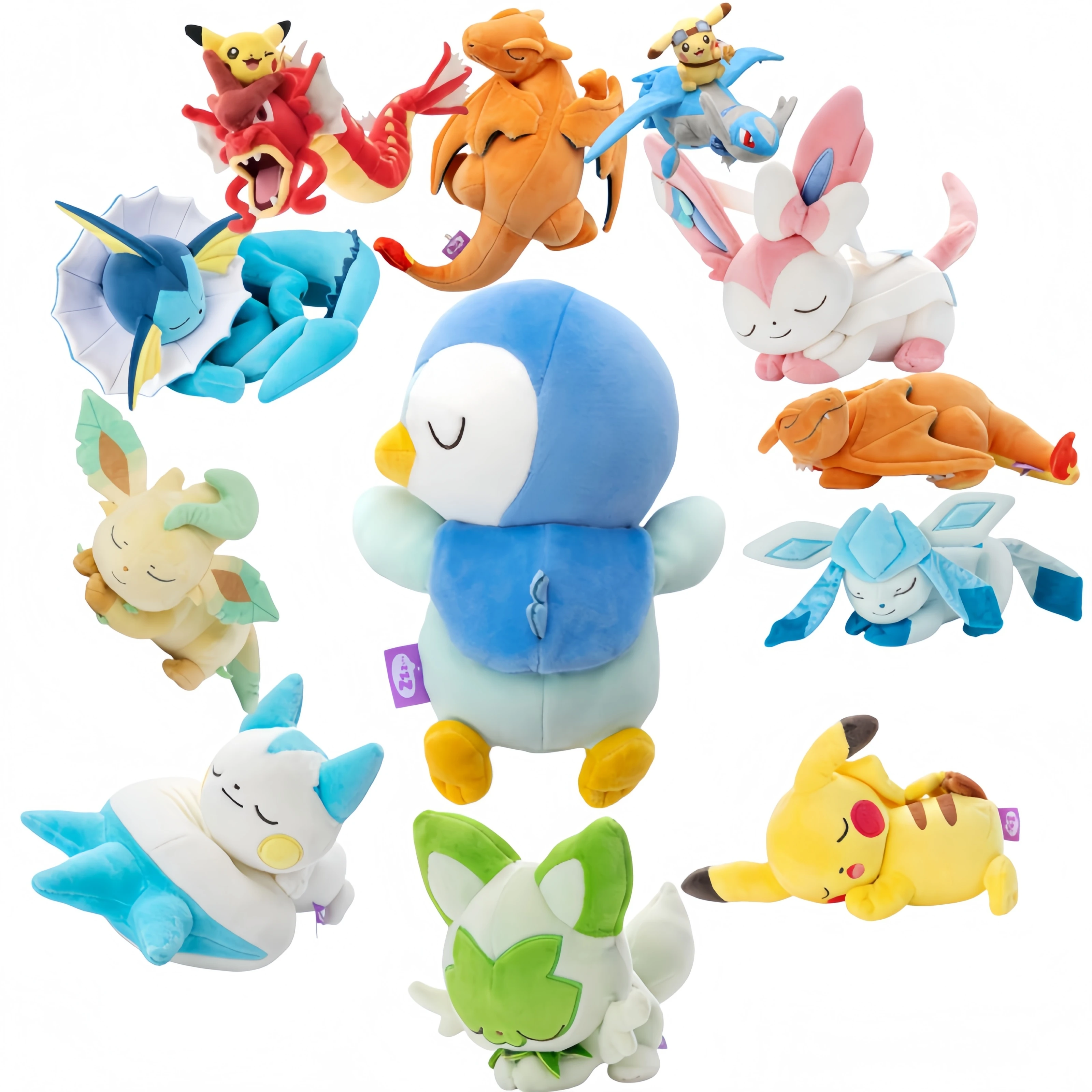 

Pokemon Sleeping Vaporeon Plushies Toy Charizard Sylveon Plush Piplup Peluche Toy Pikachu Riding Gyarados Lapras Latios Toy