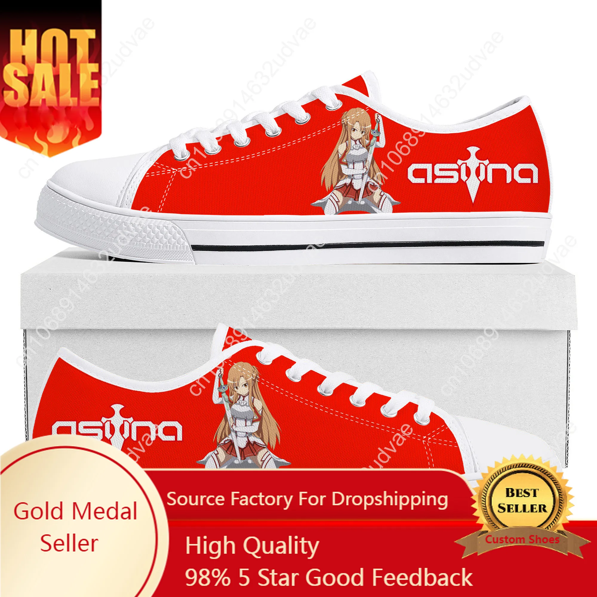 

Sword Art Online Cartoon Novel Asuna Low Top Sneakers High Quality Mens Womens Teenager Canvas Sneaker Couple Shoes Custom Shoe