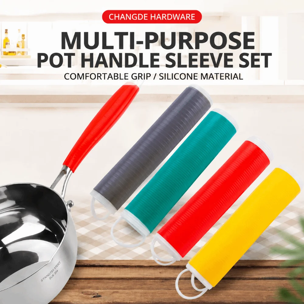 Silicone Pot Handle Cover Anti-slip High Temperature Resistant Handle Protector Rubber Heat Resistant Cookware Grip
