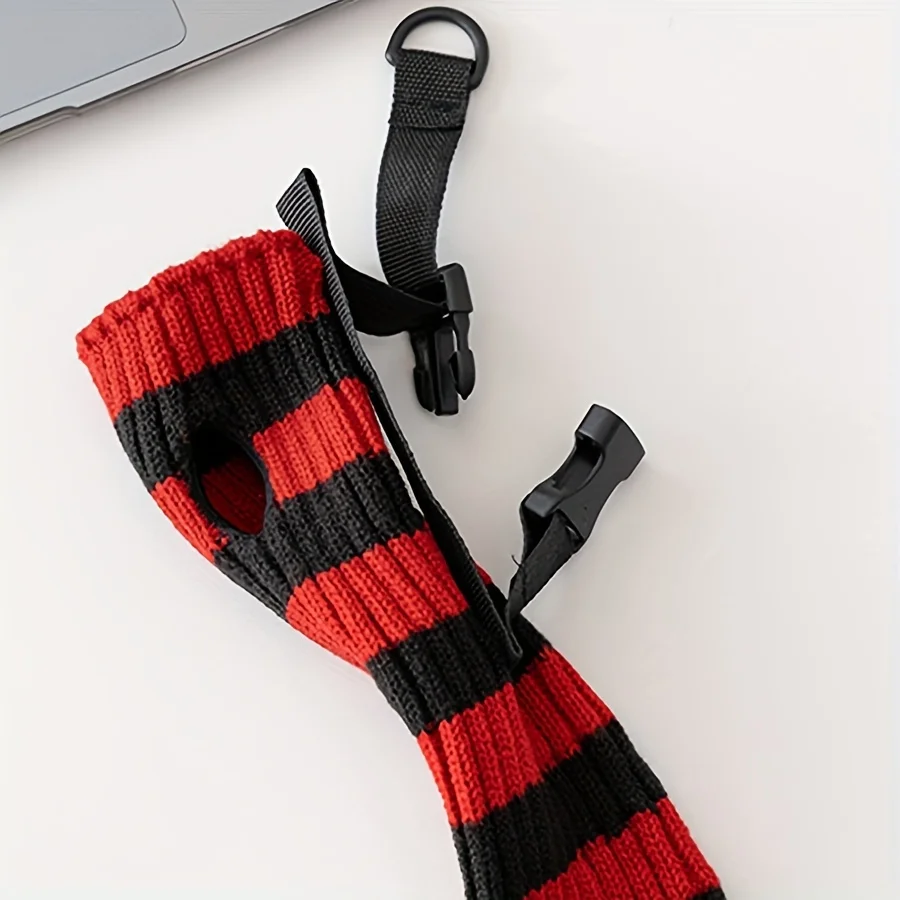 Red-black Striped Long Half Finger Arm Sleeves Feet Cover Elastic Gloves Y2K Fashion Women Girls Striped Elbow Gloves Solid Goth