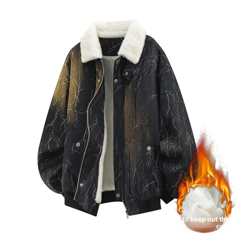 

Высококачественная мужская осенне-зимняя меховая куртка больших размеров с плюшевым кроличьим мехом, модная универсальная куртка, теплое и хлопковое пальто