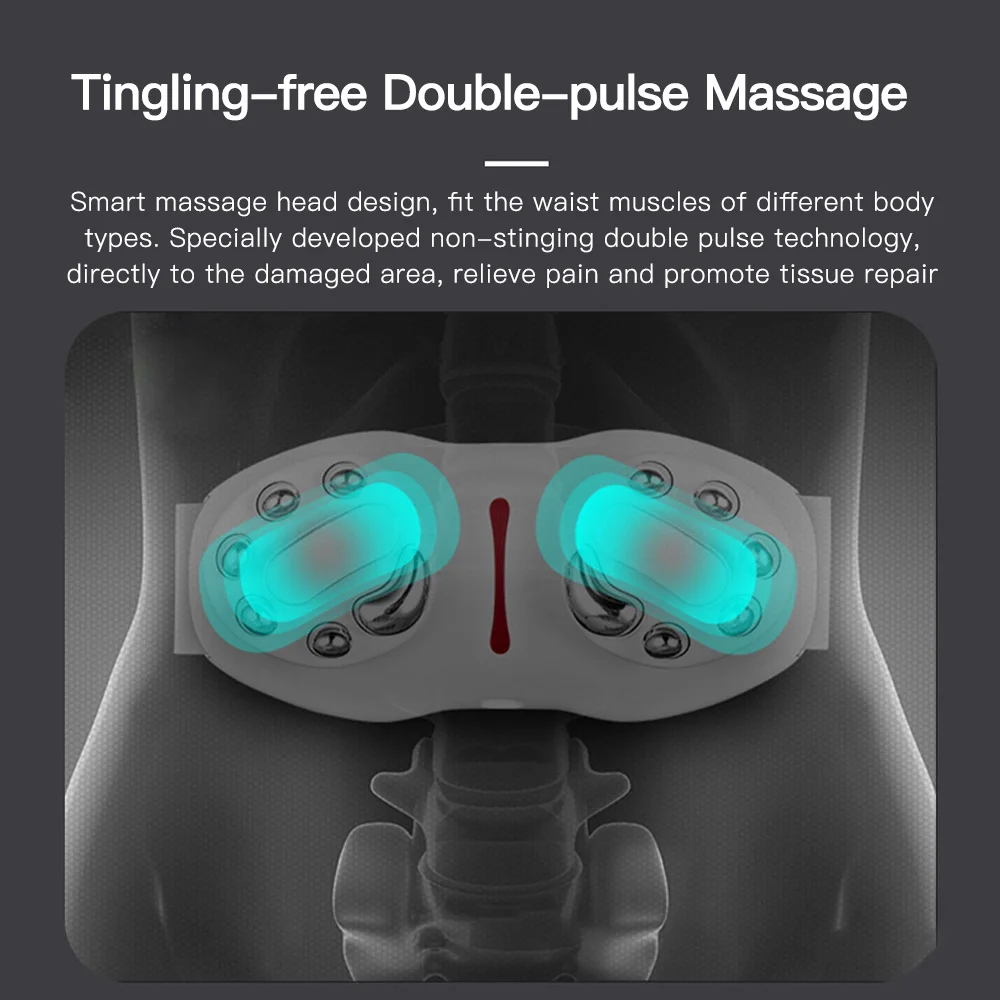 TENS +EMS+infrared Waist Massage Device Pulse physiotherapy Back Massager Relieve Fatigue Muscle Relieves Stimulator Lumbar pain