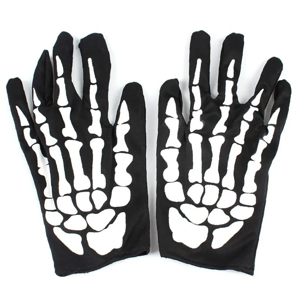 Halloween Punk Short Ghost Gloves Skeleton Gloves Claw Joint Bone Joint Male and Female Carnival Supplies Performance