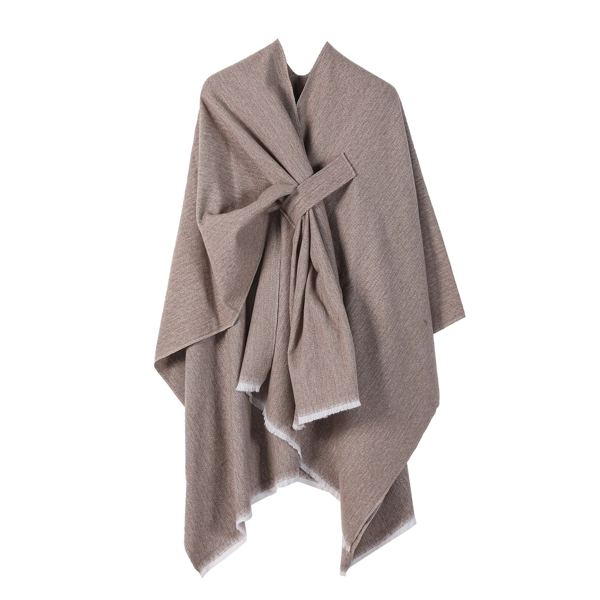 Solid color shawl, plain imitation cashmere plus bar split cloak, autumn and winter warm scarf for women