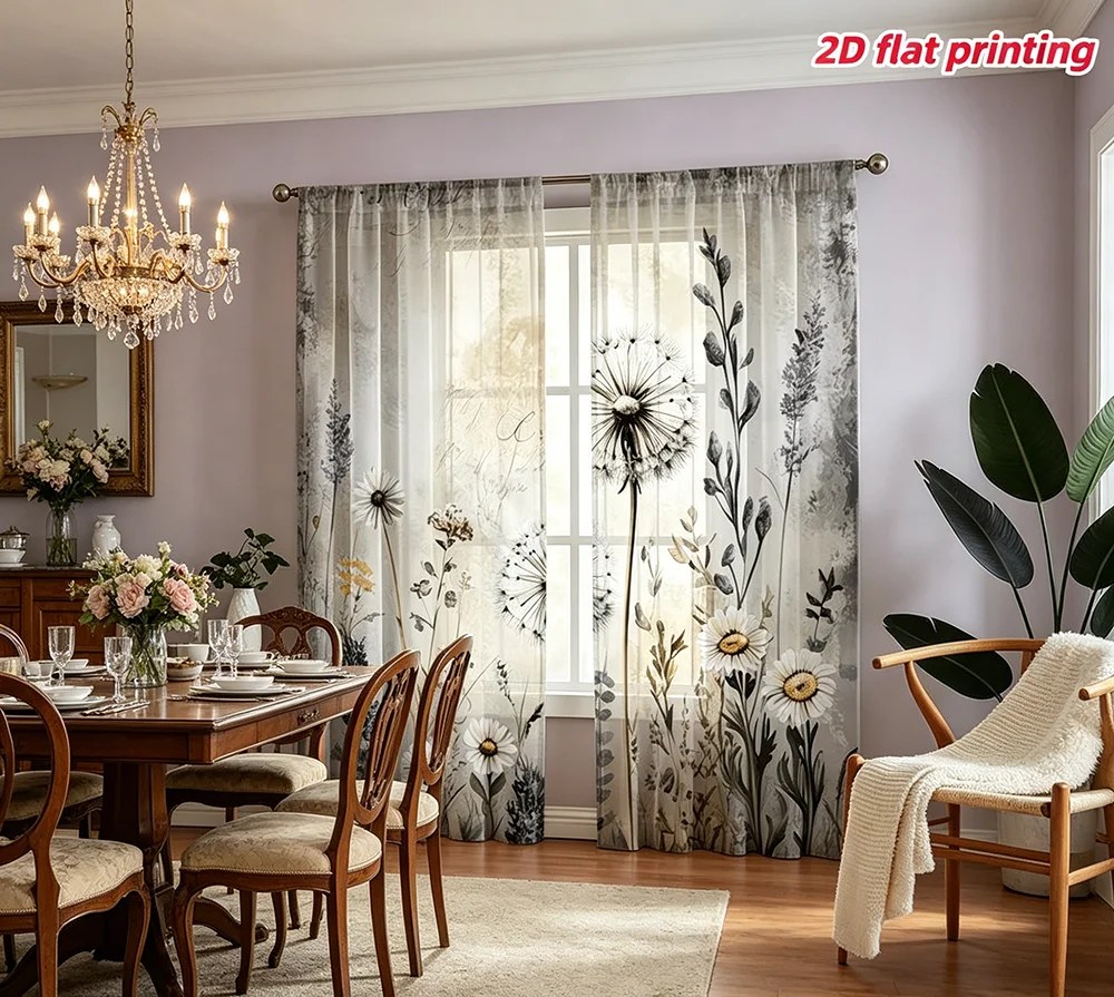 2PCS Digital Printing Sheer Curtain, Sports Basketball Soccer Balls Pattern, Athletic Boys Bedroom Playroom Teen Game Room Decor view 2