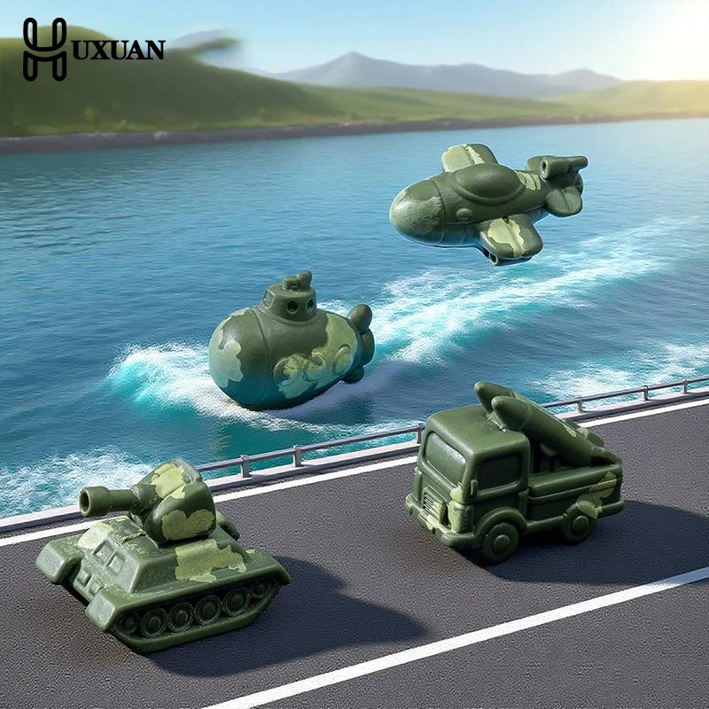 2PCS Miniature Resin Tank Plane Submarine Models for Military Enthusiasts Unique Gifts and Decor
