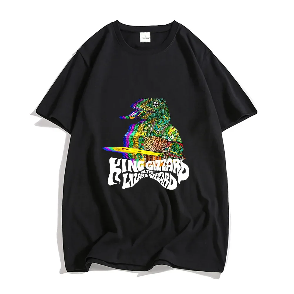 MEN Science Fiction T Shirts 100% Cotton Chameleon Tshirts King Gizzard & The Lizard Wizard T-shirts  Four Seasons Slight Strech