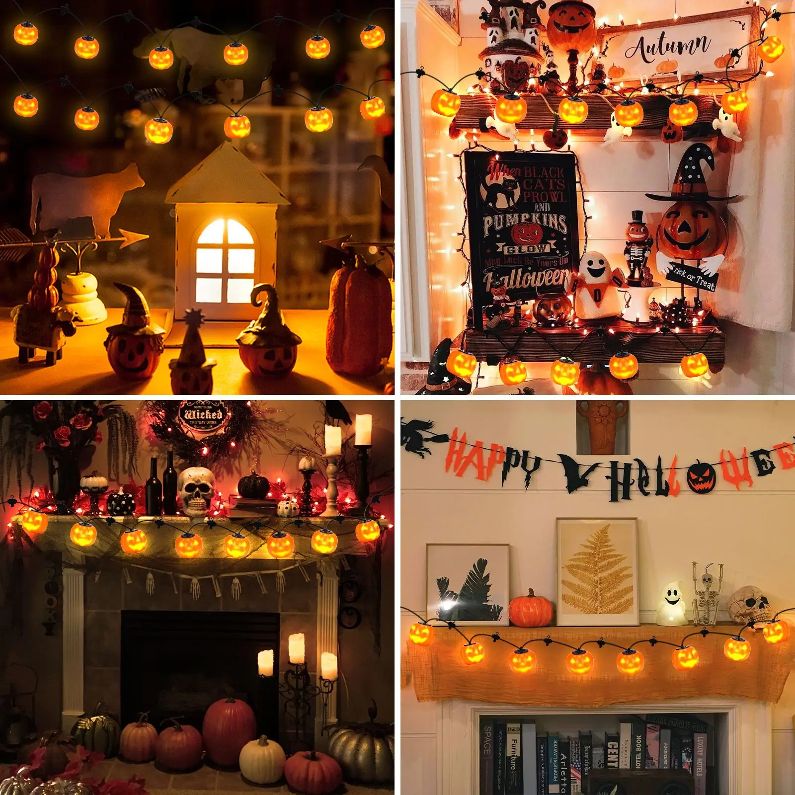 Halloween Decoration Jack-O '-Lantern Strings With Emoticons Inspired By Singing Portable Pumpkin Ghost Skeletons Lights For Bar