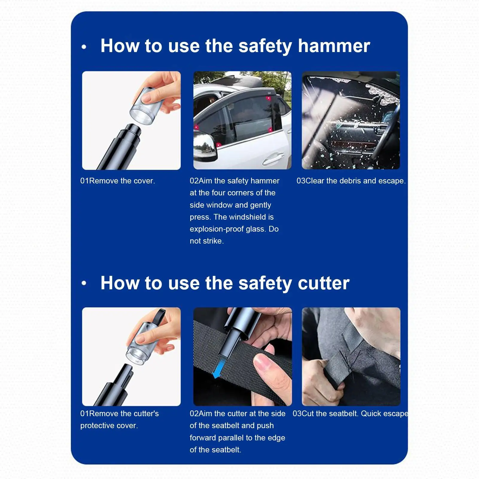 

Автомобильный оконный выключатель и резак ремней безопасности, безопасный молоток, стеклобой под водой, эргономичный молоток безопасности для побега автомобиля для автофургона