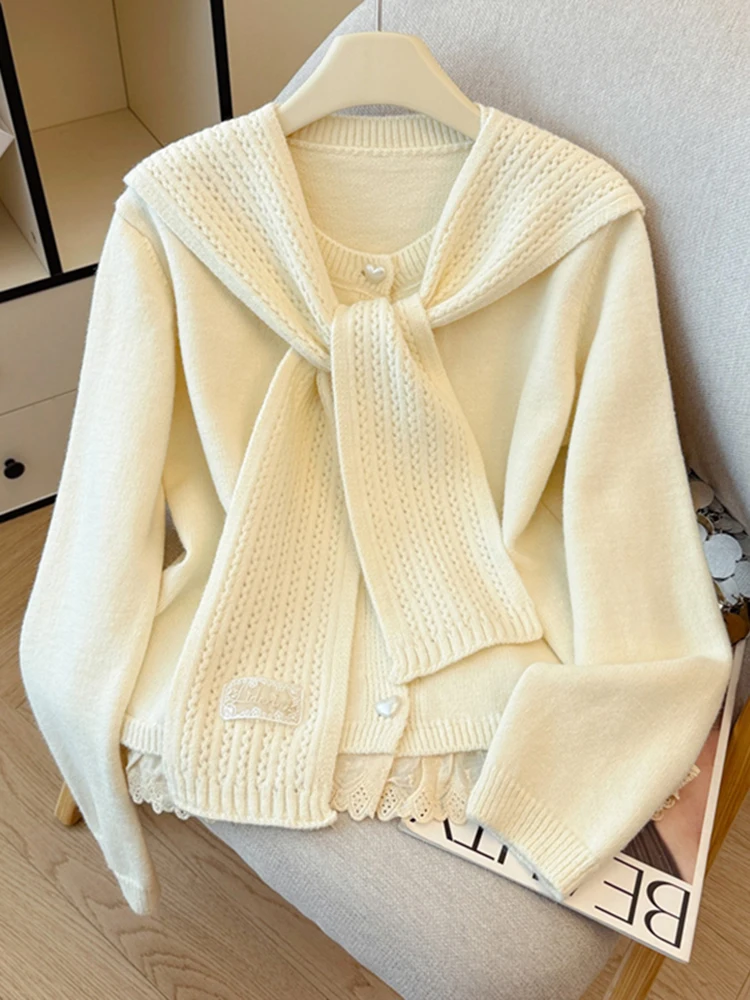 

Женский вязаный кардиган и свитер: осенне-зимний комплект из двух предметов, универсальный, приталенный, с длинными рукавами, шерстяное пальто