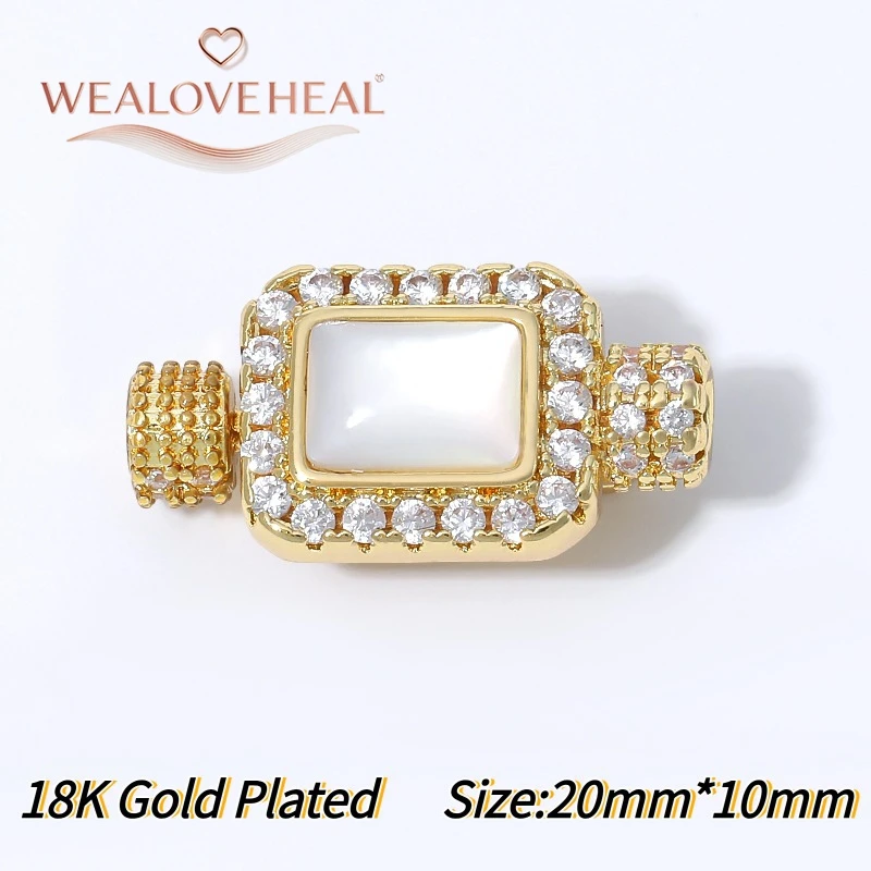 1 Stück 18K vergoldete Messing-Ovalbox mit Magnetverschluss und Mikro-Pavé-Zirkonia mit Edelstein für DIY-Halsketten, Armbänder und Schmuckherstellung – Detail 21