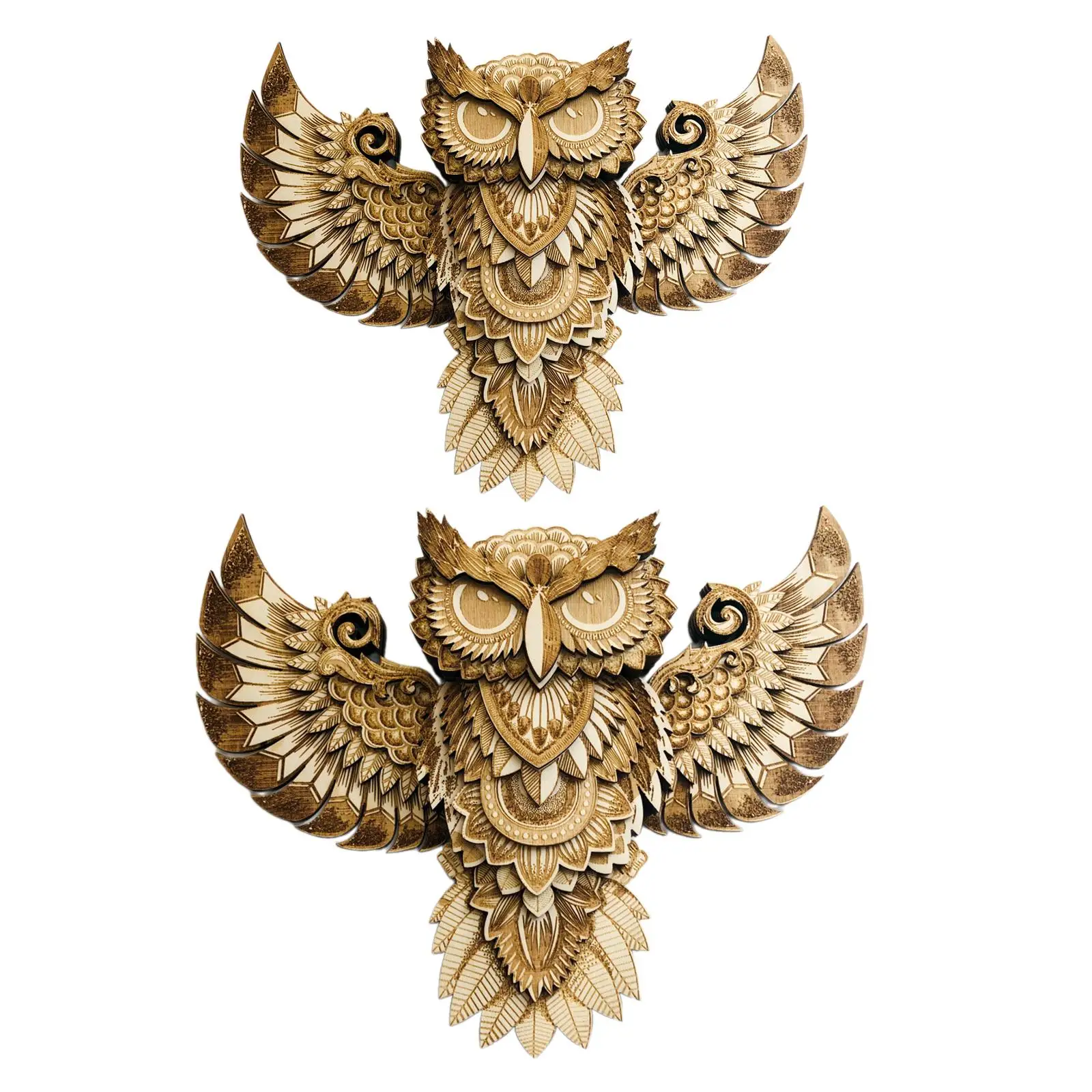 

Wood Owl Wall Decor Ornament Animal Sculpture for Farmhouse Office Bedroom