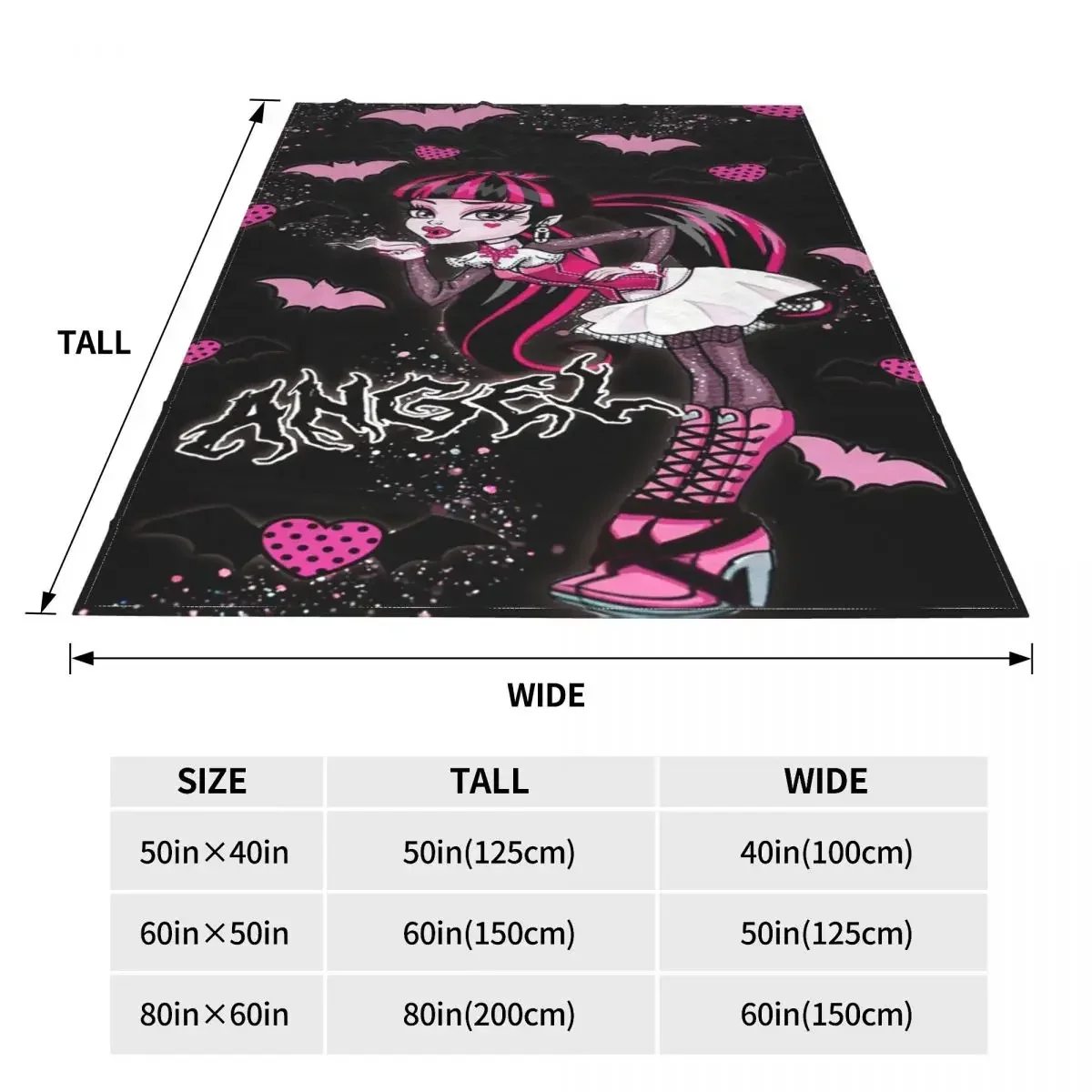 Draculaura Monster High Blanket Coral Fleece Plush Print Multifunction Lightweight Throw Blankets for Sofa Bedroom Bedspread