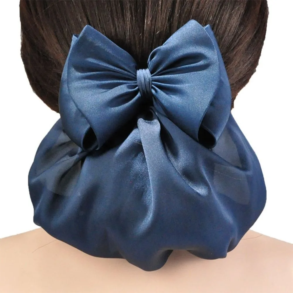 

Elegant Sweet Ruffled Edges Hair Net Korean Style Ponytail Clip Women Spring Clip Hair Accessory Bowknot Bow Snood Gift