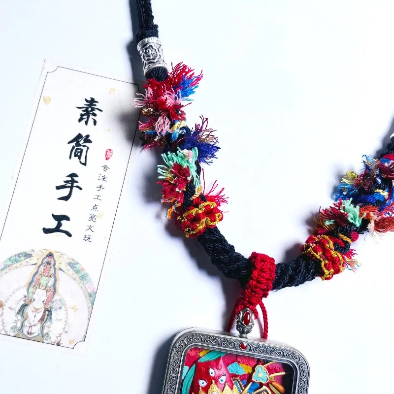 Hand woven Tibetan necklace rope Painted pendant Lanyard Wenwan work in progress Neck sweater chain
