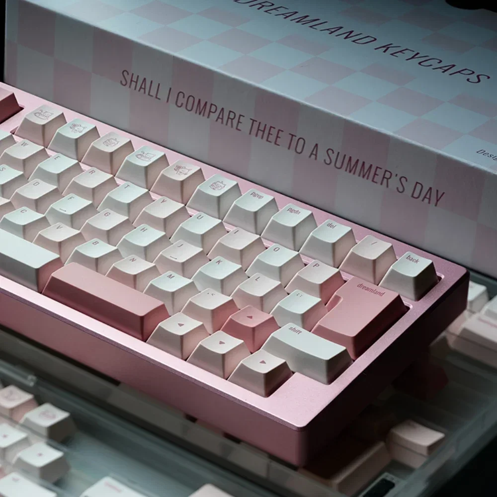 

Qimeng Keycaps Simple Pink Customized Keycap Morandi Pink Keycap Cherry Highly Sublimated Pbt Diy Keycaps