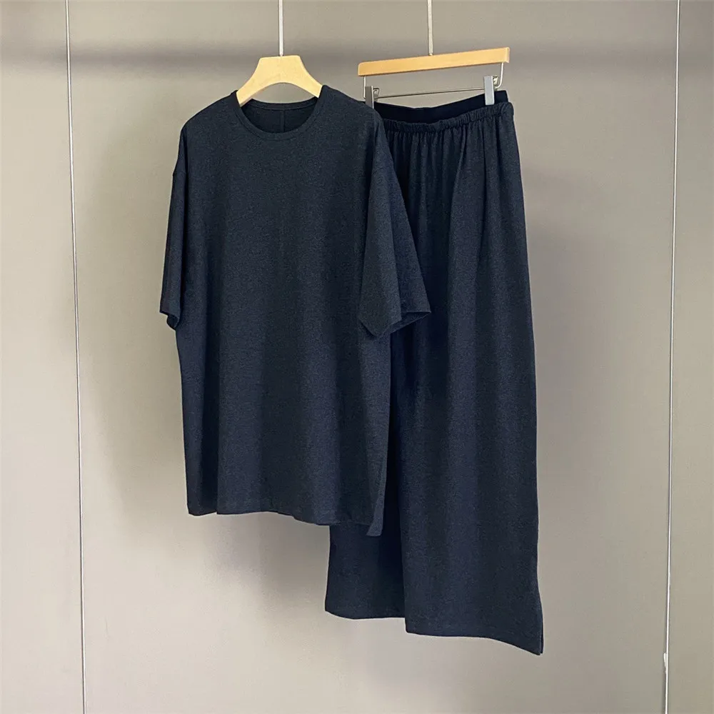 

Women's 25 Spring/Summer New Product Pure Cotton Round Neck Casual Versatile Short Sleeved Top+elastic waist Half Skirt Two-Pi