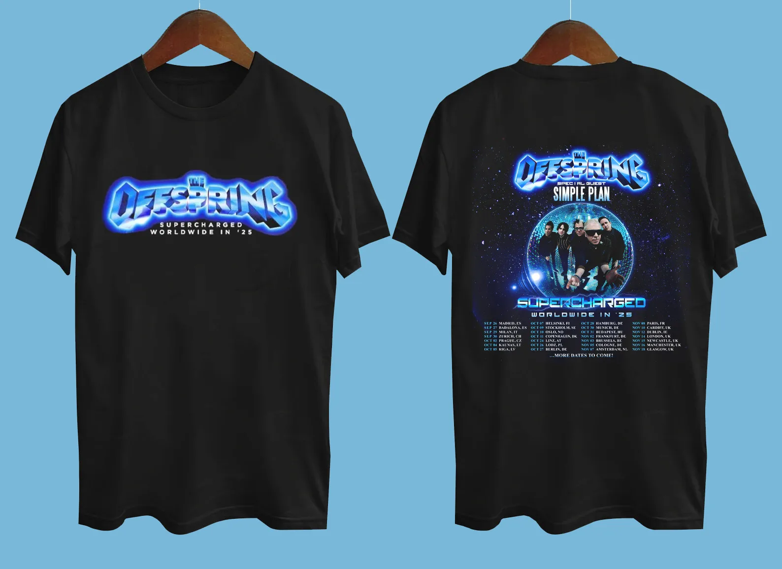 NEW THE OFFSPRING - SUPERCHARGED TOUR 2025 2 Side Black All Size T-Shirt BT186