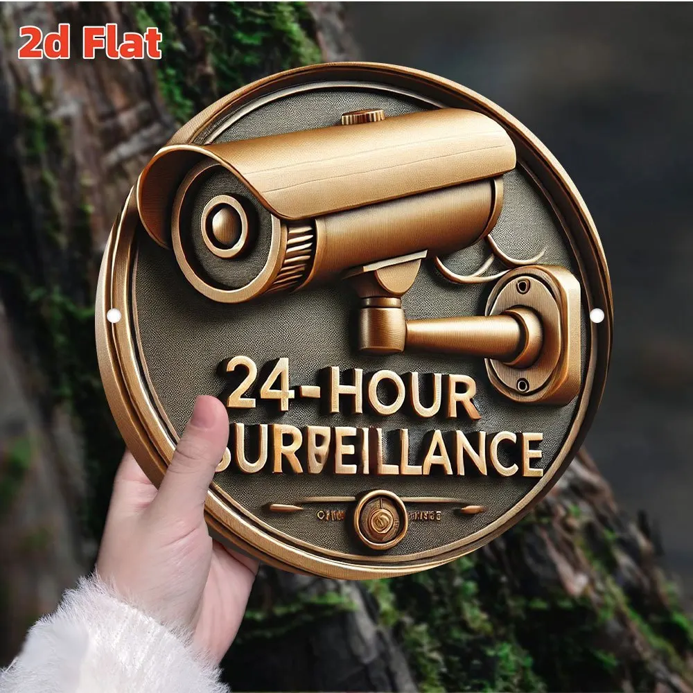 Surveillance Metal Sign Heavy Duty Security Warning Wall Decor for Indoor Outdoor Anti‑Theft Use