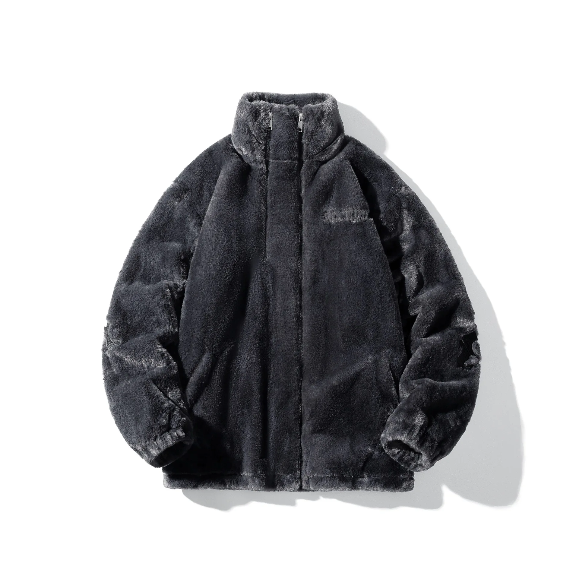 سترة شتوية من فراء الأرنب الصناعي الناعم للرجال والنساء معطف شتوي سميك من القطيفة بتصميم كسول للزوجين ملابس الشارع الشهير