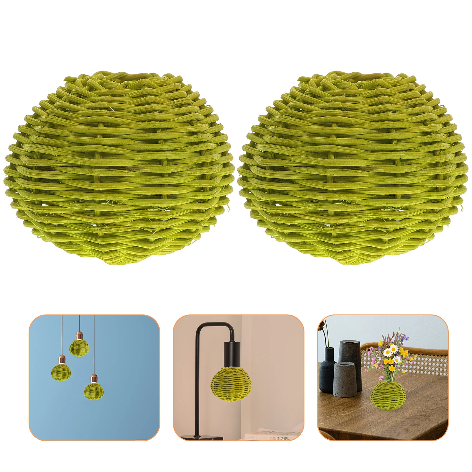 

2pcs Rattan Woven Light Cover Simple Home Decor Bedroom Study Hotel Decorative Lamp Shade Library DustProof