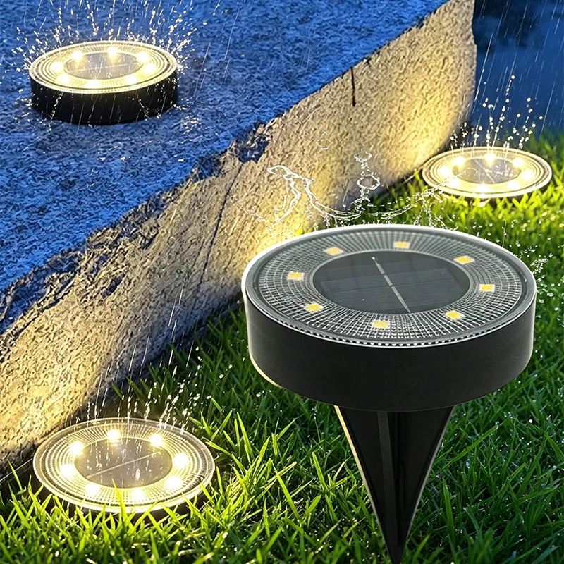 IP68 Waterproof LED Outdoor Solar Power Ground Light Lighting Control Path Deck Lights Yard Driveway Lawn Garden Decoration Lamp