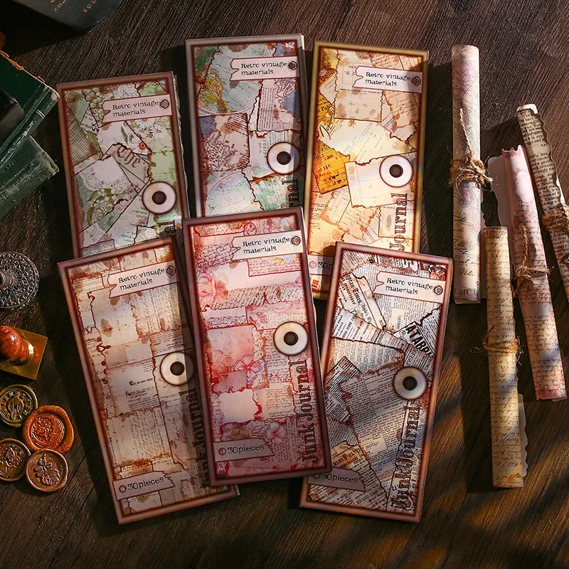 30 pezzi di carta decorativa vintage per scrapbooking fai da te, serie di libri da sogno vecchio, per diario, album, carta di sfondo, diario spazzatura fatto a mano