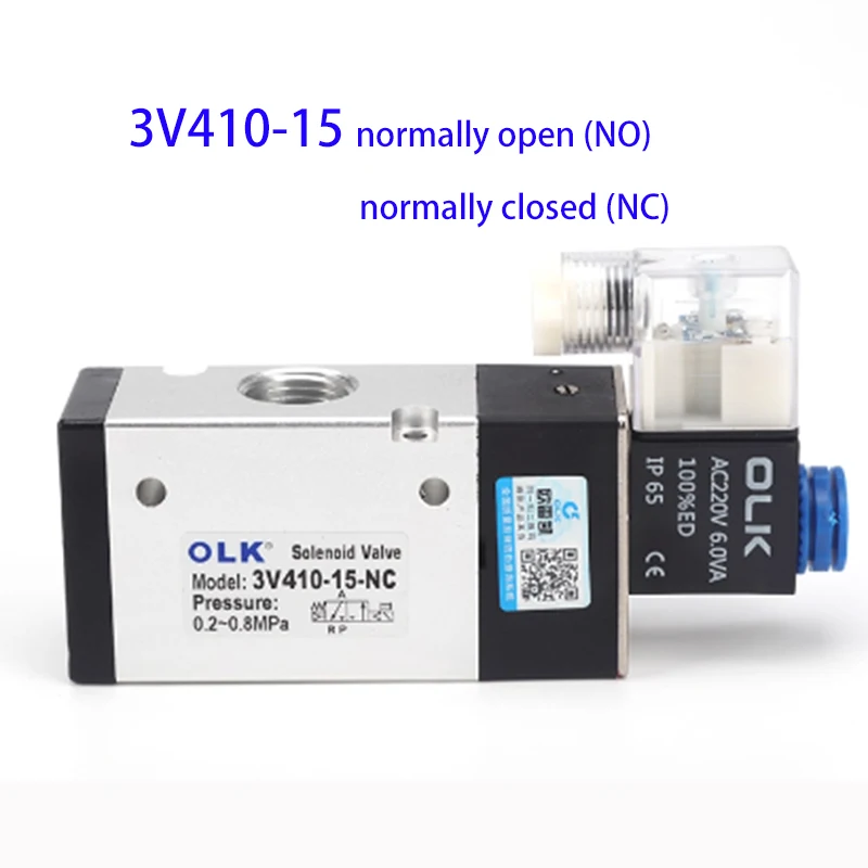 

3V410-15 two position three-way 1/2" Pneumatic solenoid valve NC/NO normally closed normally open solenoid control valve AC220V