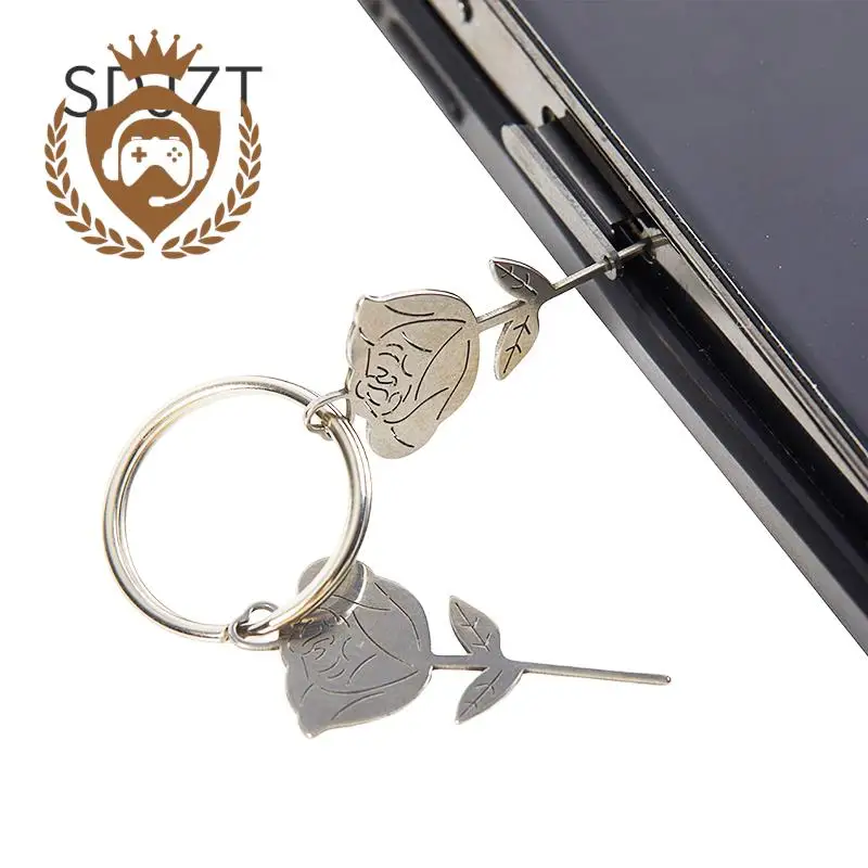 2 pezzi/set ago in acciaio inossidabile a forma di rosa per strumento chiave perno di espulsione per rimozione vassoio scheda SIM per smartphone