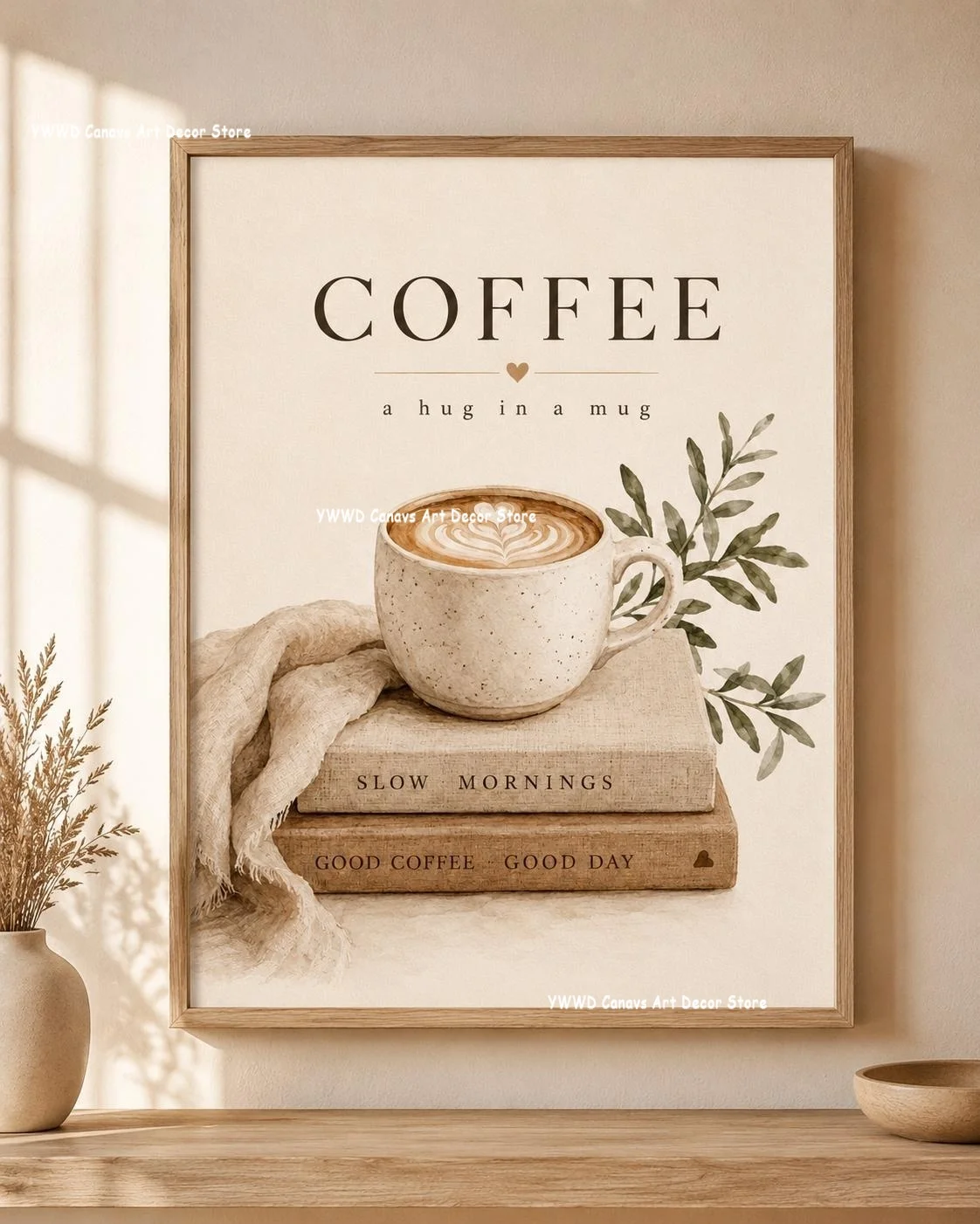 Merry Christmas Christmas Tree Canvas Print Scandinavian Coffee Toilet Farmhouse Wall Art Poster for Christmas Autumn Home Decor