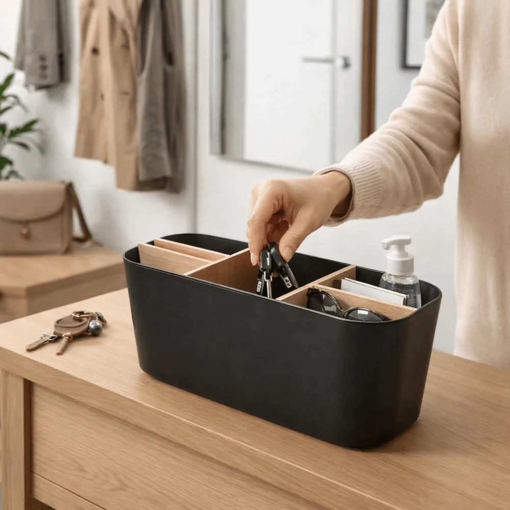 5-Slot Desktop Storage Box Save Space Detachable Toothbrush Holder Plastic Bamboo Divider Makeup Brush Organizer Bedroom