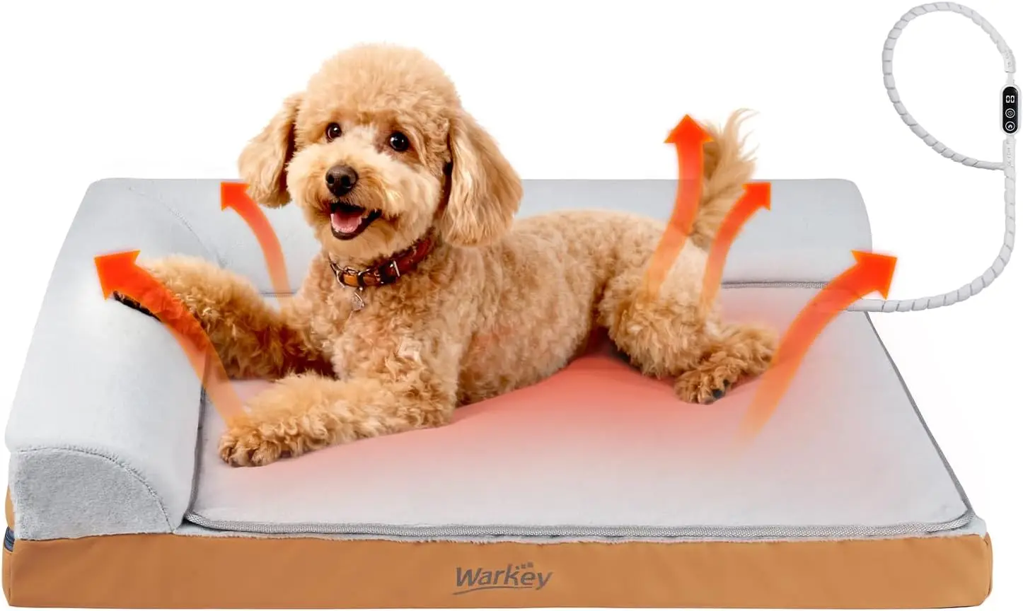 

Heated Orthopedic Dog Bed Medium, Waterproof Memory Foam Pet Bed with Heating Pad - 27.95x23.2x6.3in