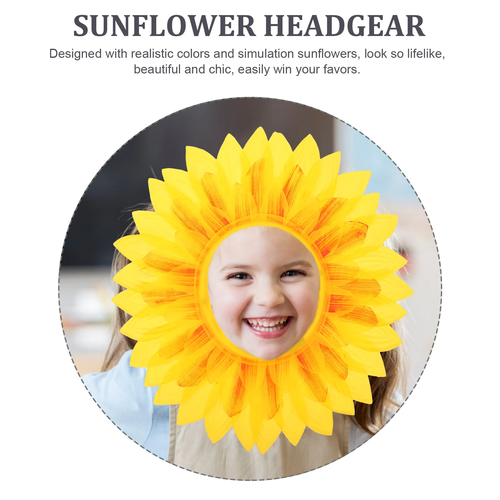 42CM Kids Sunflower Headgear Realistic Colors Lifelike Beautiful Halloween Hat Props Comfortable Lightweight Sweet Fashionable