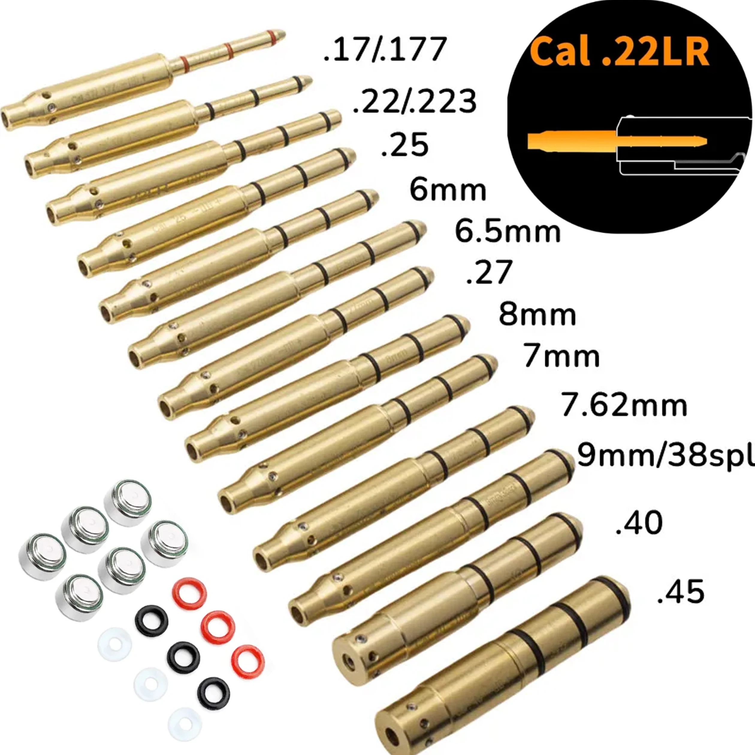 Tactical Laser Bore Sight 2 in 1 Dual Purpose Pointer 9x19mm 12GA .223 223rem .308 5.45x39 9x18mm Dry Fire Snap Caps Glock17/19