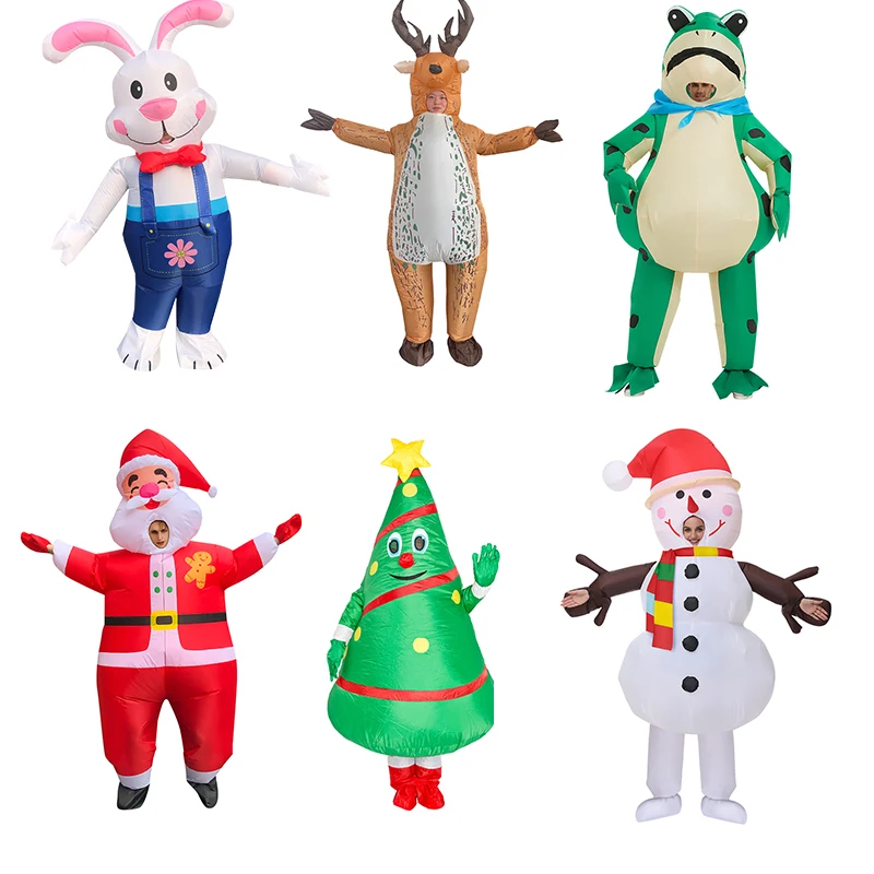 

Anime Adult Inflatable Costume Mascot Frog Rabbit Pink Santa Claus, Christmas Snowman Elk Carnival Dress