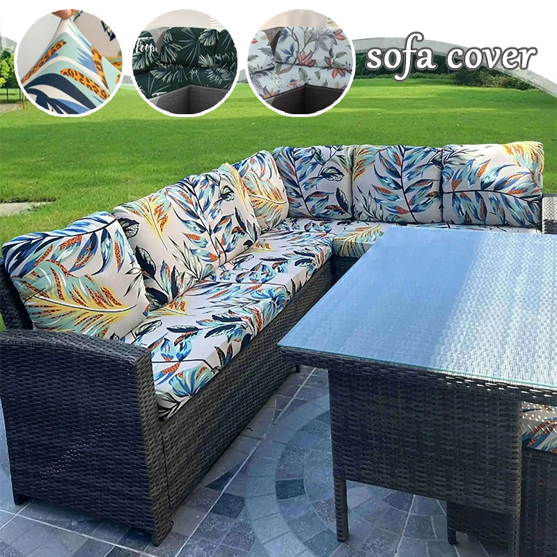

Stretch Elastic Floral Sofa Cushion Cover Non-Slip L-Shaped Corner Couch Protector for 1/2/3 Seater Living Room Indoor Outdoor