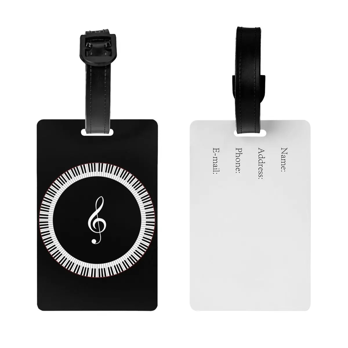 Custom Piano Keyboard Musical Notes Luggage Tag Privacy Protection Baggage Tags Travel Bag Labels Suitcase