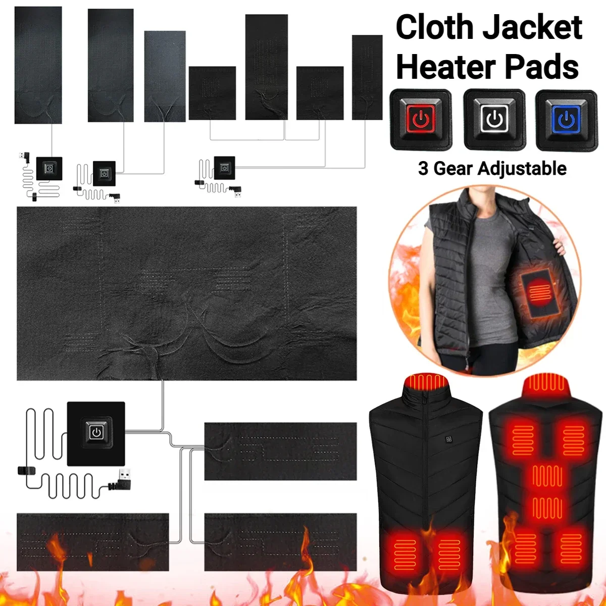 

Водонепроницаемая электрическая нагревательная пластина, 3 режима, Регулируемый контроль температуры, термопрокладки, 5 В, «сделай сам», тепловая одежда для кемпинга, пешего туризма