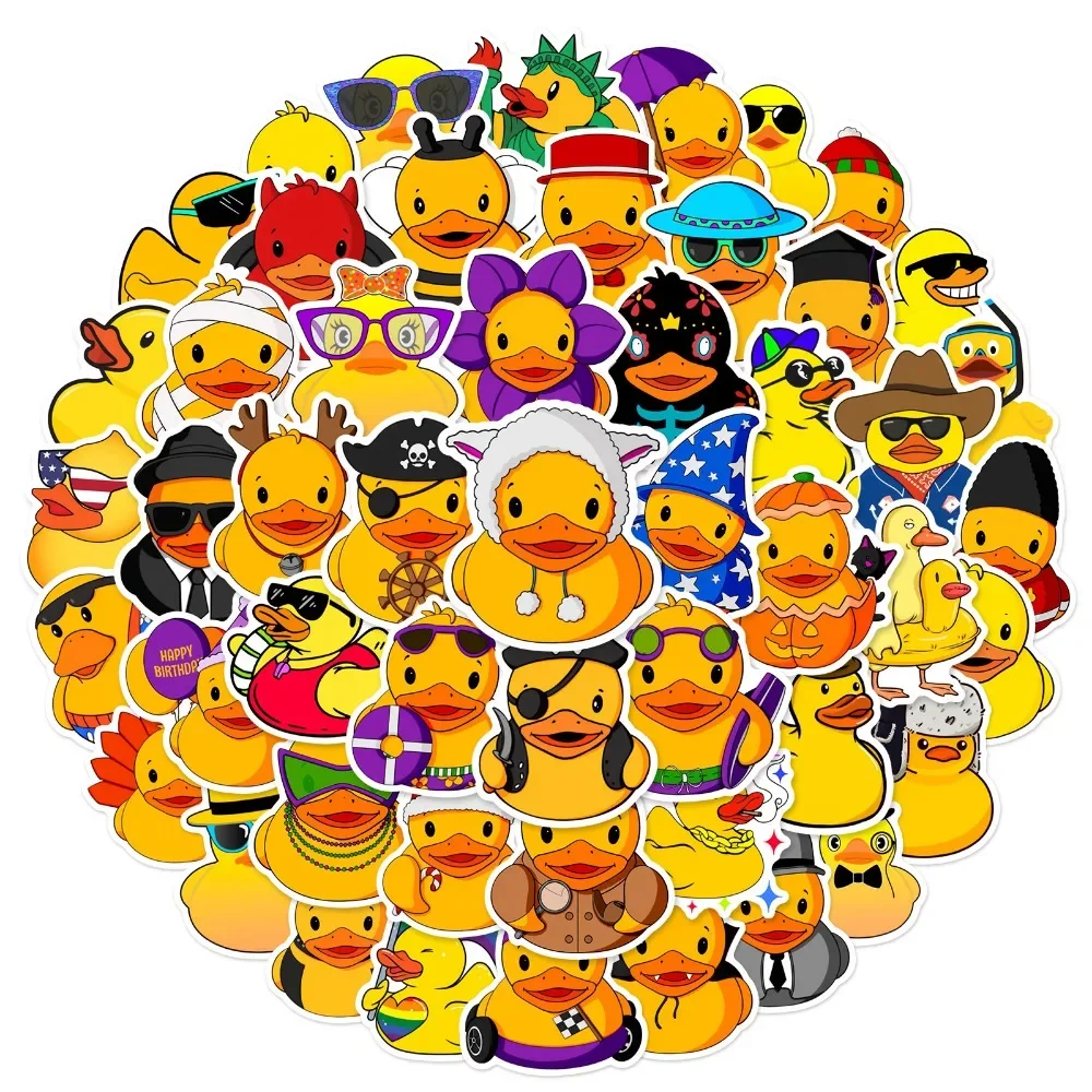 50pcs Cute Yellow Duck Stickers- Cartoon Waterproof Vinyl Decals for Laptops Water Bottles Phones -Perfect for Kids Adults