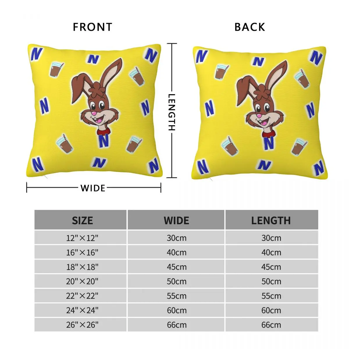 Nesquik Rabbit Quicky Pillowcase Polyester Linen Velvet Pattern Zip Decor Throw Pillow Case Room Cushion Cover 18