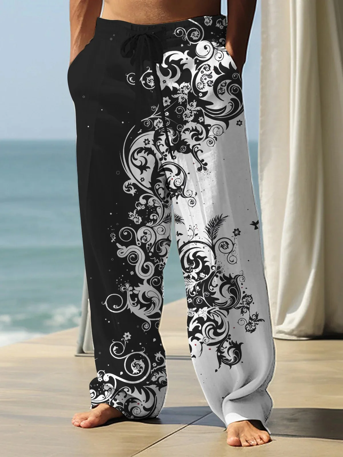 

Splice Flower Casual Men's Casual Elastic Waist Pants 3D Printed Pants